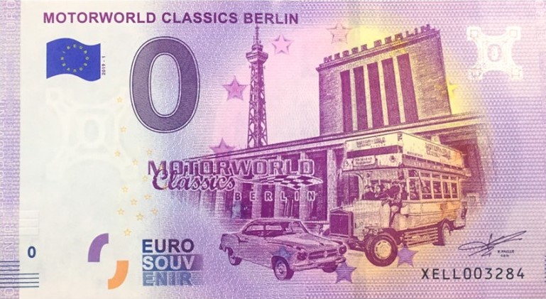 0 Euro Souvenir bankovka - MOTORWORLD CLASSICS BERLIN 2018-1